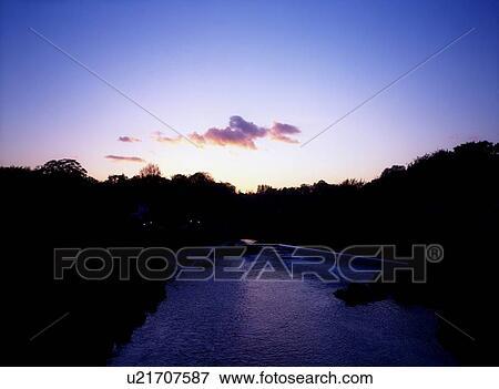 Stock Photo - Weir And River Liffey, Lucan, Co Dublin, Ireland. Fotosearch