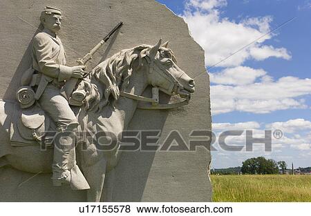 Stock Photo - 17th Pennsylvania cavalry monument. Fotosearch