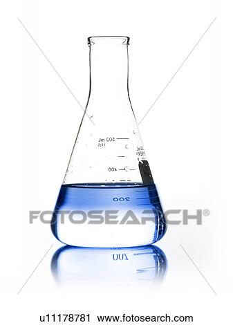 Stock Image - Blue liquid in beaker. Fotosearch