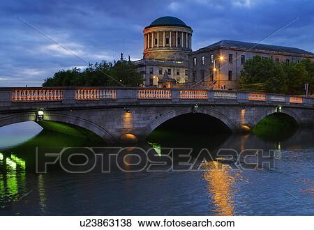Bridge over River Liffey at night View Large Photo Image Stock Photo - Bridge over River Liffey at night. Fotosearch