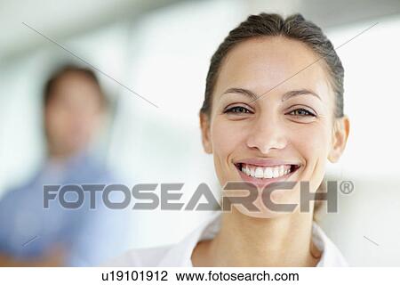 Stock Image - Cheerful woman. Fotosearch