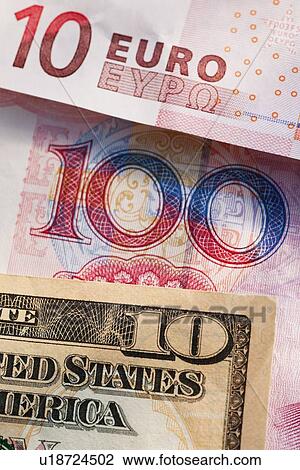 Stock Image - Chinese American and European money. Fotosearch