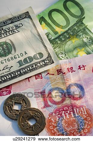 Chinese American and European money View Large Photo Image Stock Photo - Chinese American and European money. Fotosearch
