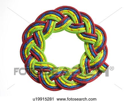 Stock Image - Colorful rope braided in a circle. Fotosearch