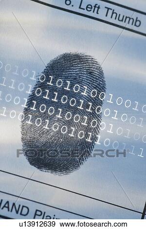 Stock Photo - Computer code over thumbprint. Fotosearch