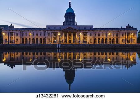 Custom House reflecting into River Liffey View Large Photo Image Stock Image - Custom House reflecting into River Liffey. Fotosearch