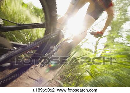 Cyclist on single track trail View Large Photo Image Stock Image - Cyclist on single track trail. Fotosearch