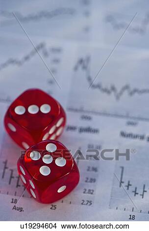 Picture - Dice on graph. Fotosearch
