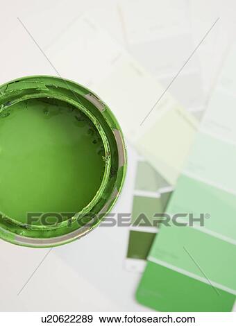Stock Photo - Green paint and paint swatches. Fotosearch