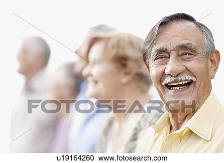 Stock Image - Group of seniors standing in a row. Fotosearch