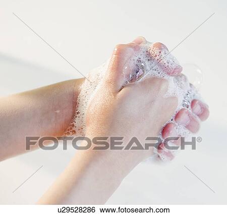 Hands covered in soap View Large Photo Image Stock Photograph - Hands covered in soap. Fotosearch