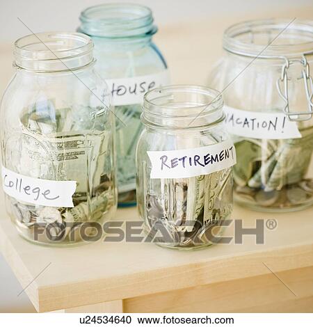 Jars of savings View Large Photo Image Stock Image - Jars of savings. Fotosearch