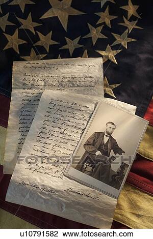 Stock Image - Letters written by Abraham Lincoln. Fotosearch
