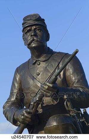 Stock Photo - Memorial to first Pennsylvania cavalry on cemetery ridge. Fotosearch