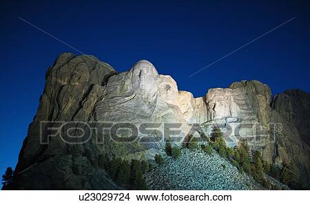 Picture - Mount Rushmore at night. Fotosearch