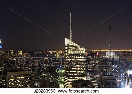 Stock Image - New York City skyline at night. Fotosearch