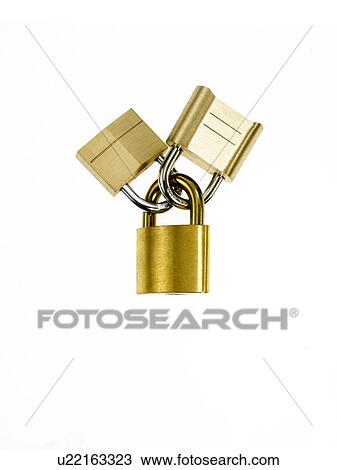 Stock Image - Padlocks locked together. Fotosearch