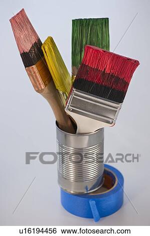 Stock Photograph - Paintbrushes in can. Fotosearch