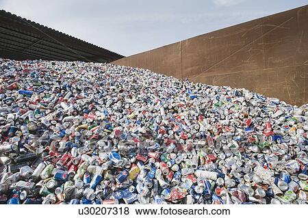Pile of aluminum cans at recycling plant View Large Photo Image Stock Photo - Pile of aluminum cans at recycling plant. Fotosearch