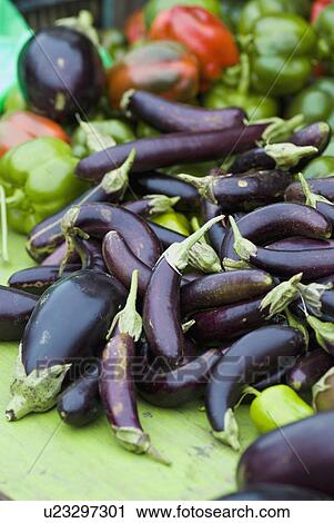 Stock Image - Produce display at farmer's market. Fotosearch