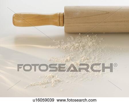 Rolling pin and flour View Large Photo Image Stock Photo - Rolling pin and flour. Fotosearch