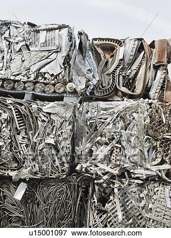 Stacks of recycled metal View Large Photo Image Stock Photo - Stacks of recycled metal. Fotosearch