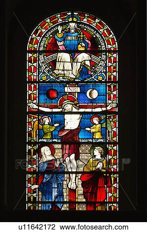 Stock Image - Stained glass window in Christ Church Cathedral. Fotosearch