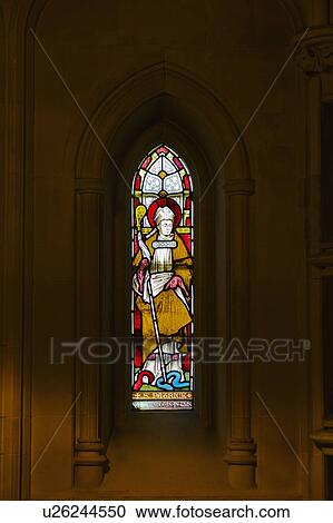 Stock Image - Stained glass window in Christ Church Cathedral. Fotosearch