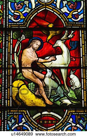 Stock Photo - Stained glass window in Christ Church Cathedral. Fotosearch