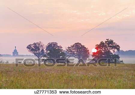 Stock Image - Sunset at Gettysburg National Military Park. Fotosearch
