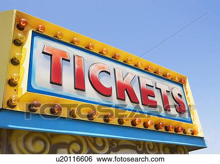 Stock Photograph - Tickets sign at fairgrounds. Fotosearch