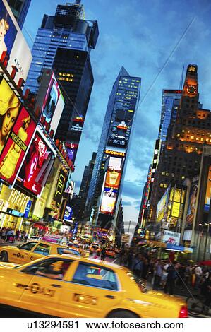 Times Square New York City at dusk View Large Photo Image Stock Image - Times Square New York City at dusk. Fotosearch