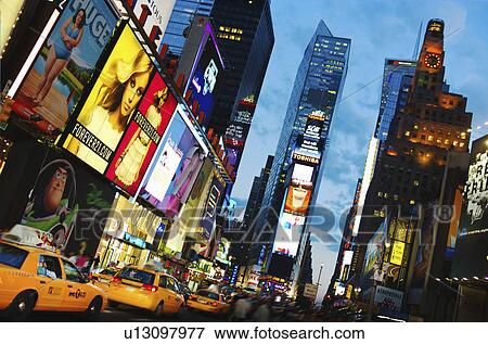 Stock Photo - Times Square New York City at dusk. Fotosearch