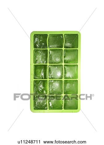 Stock Image - Tray of ice cubes. Fotosearch