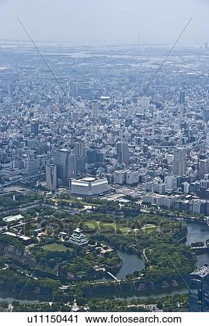 Aerial View of Osaka Castle View Large Photo Image Stock Image - Aerial View of Osaka Castle. Fotosearch