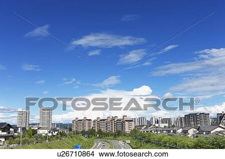 Picture - Apartments and houses, Hyogo Prefecture, Honshu, Japan. Fotosearch