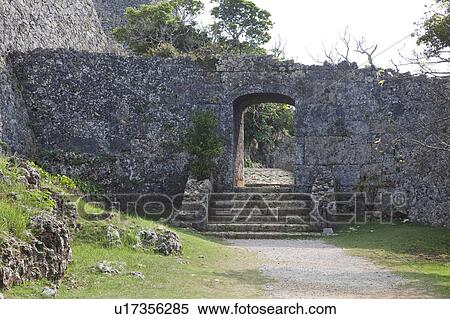 Stock Photography - Back entrance of Nakagusuku castle, Okinawa Prefecture, Japan. Fotosearch