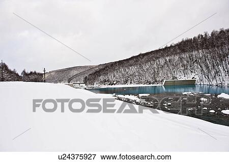 Blue pond and snow, Hokkaido Prefecture, Japan View Large Photo Image Stock Photo - Blue pond and snow, Hokkaido Prefecture, Japan. Fotosearch
