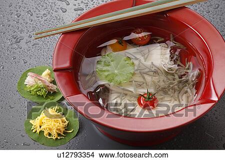 Brasenia schreberi in somen noodles View Large Photo Image Picture - Brasenia schreberi in somen noodles. Fotosearch