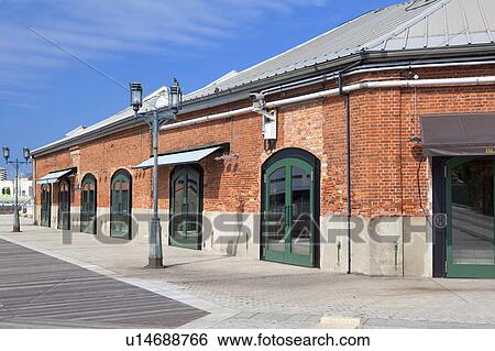 Stock Photograph - Brick warehouse in Harbor land, Kobe City, Hyogo Prefecture, Honshu, Japan. Fotosearch