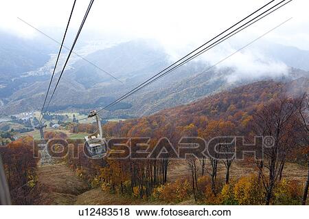 Cable Car at Mount Hakkaisan View Large Photo Image Stock Photo - Cable Car at Mount Hakkaisan. Fotosearch