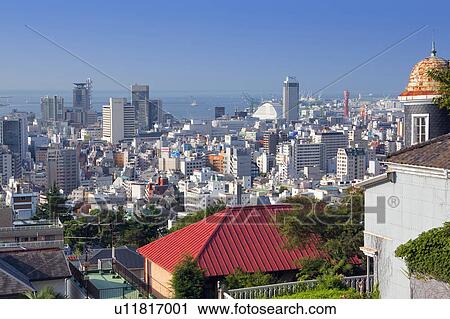 Stock Image - Cityscape of Kobe city, Hyogo Prefecture, Honshu, Japan. Fotosearch