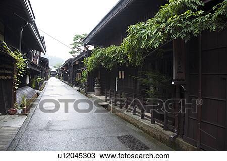 Stock Image - Cityscape of Takayama city, Gifu Prefecture, Honshu, Japan. Fotosearch