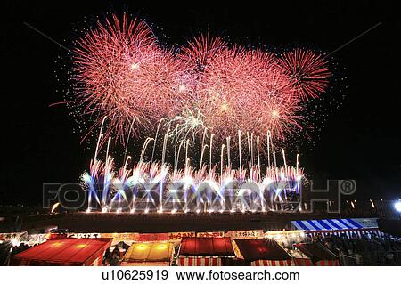 Colorful Fireworks Over the Food Stalls View Large Photo Image Stock Photo - Colorful Fireworks Over the Food Stalls. Fotosearch