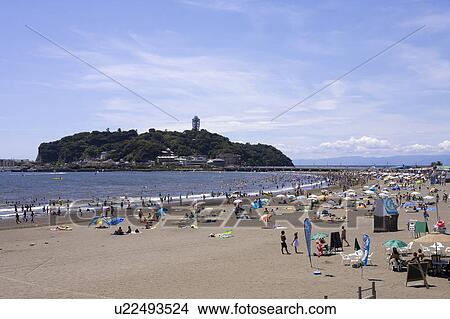 Enoshima beach, Kanagawa Prefecture, Honshu, Japan View Large Photo Image Picture - Enoshima beach, Kanagawa Prefecture, Honshu, Japan. Fotosearch