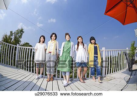 Five Young Women on Balcony View Large Photo Image Stock Image - Five Young Women on Balcony. Fotosearch