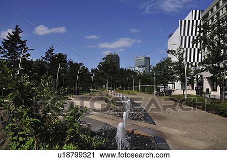Stock Image - Fountains in the Park. Fotosearch