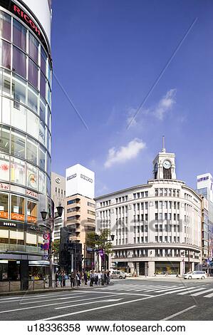 Ginza Yon-chome Crossing, Chuo Ward, Tokyo Prefecture, Honshu, Japan View Large Photo Image Stock Photo - Ginza Yon-chome Crossing, Chuo Ward, Tokyo Prefecture, Honshu, Japan. Fotosearch
