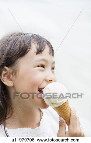 Girl Eating Ice Cream View Large Photo Image Stock Photograph - Girl Eating Ice Cream. Fotosearch