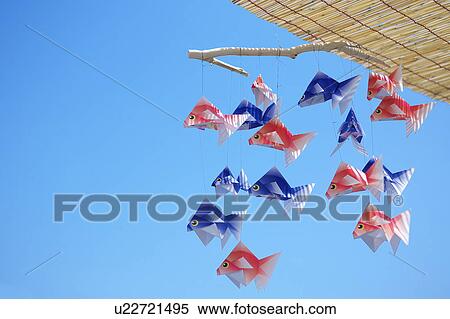 Goldfish ornaments against sky, blue background, Kanagawa prefecture, Japan View Large Photo Image Stock Photography - Goldfish ornaments against sky, blue background, Kanagawa prefecture, Japan. Fotosearch
